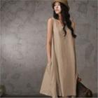 Button-front Sleeveless Linen Dress