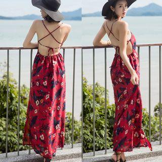 Backless Floral Maxi Sun Dress