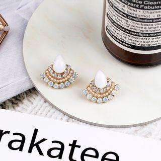 Rhinestone Fan Earring As Shown In Figure - One Size