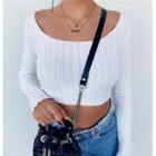 Pointelle Cropped Knit Top