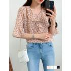 V-neck Ruffle-trim Floral Top