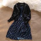 Dotted Sleeveless Dress / Plain Cardigan (various Designs)