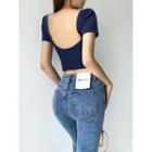Open-back Skinny Crop T-shirt In 6 Colors