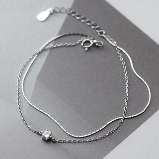 Layered Rhinestone Bracelet S925 Silver - As Shown In Figure - One Size