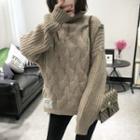 Turtleneck Cable-knit Chunky Sweater