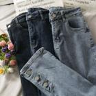 Button-hem Slim-fit Jeans