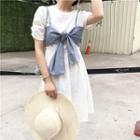 Spaghetti Strap Cropped Top / Short-sleeve A-line Dress