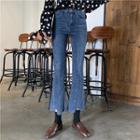 Frayed Slim-fit Boot-cut Jeans