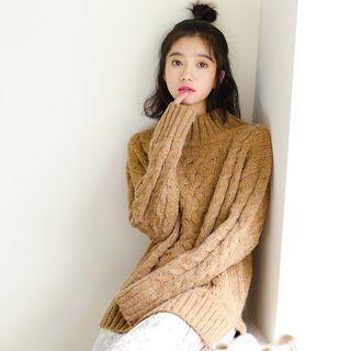 Plain Cable-knit Sweater