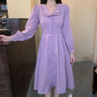 Puff-sleeve Peter Pan Collar Shirtdress