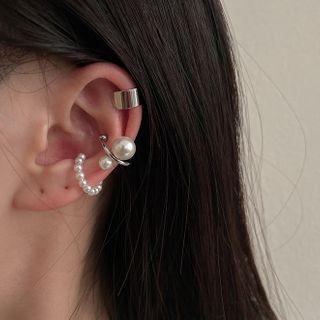 Set: Faux Pearl Alloy Cuff Earring (assorted Designs)