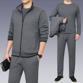 Set: Contrast Trim Zip Jacket + Pants
