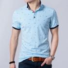 Patterned Short-sleeve Polo Top