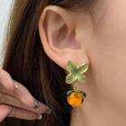 Flower Drop Earring 1 Pair - Earrings - Silver - Tangerine - One Size