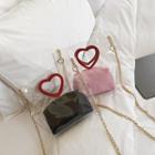 Set: Hollow Out Heart Clear Crossbody Bag + Pouch