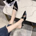 Pointed Zipped High Heel Mules