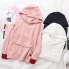 Cat Ear Accent Heart Embroidered Hoodie