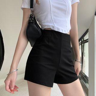 High-waist Plain Slim Fit Shorts