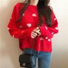 Heart Jacquard Round-neck Sweater