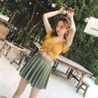 Set: Ruffle Trim Top + A-line Skirt