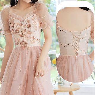 Sequined Floral A-line Bridesmaid Dress (various Designs)