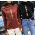 Long-sleeve Lettering Velvet Top