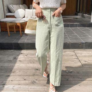 Pocket-front Linen Blend Pants