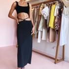 Lace-up High-waist Plaid Semi Skirt