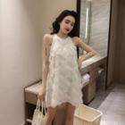 Halter-neck Fringed Mini Shift Dress