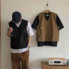 Plain V-neck Cargo Vest