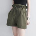 Paperbag-waist Drawstring A-line Shorts
