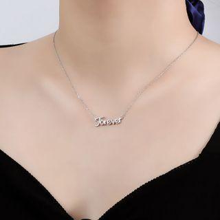 925 Sterling Silver Forever Lettering Pendant Necklace English Necklace - One Size