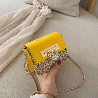 Patent Sequined Chain Strap Crossbody Bag