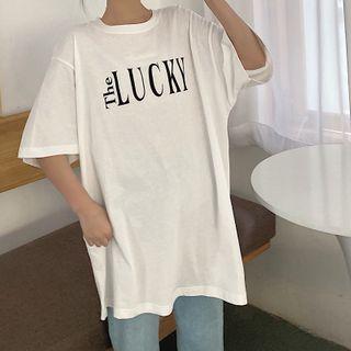Short Sleeve Letter Print Oversized T-shirt