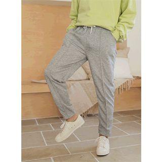 Drawstring-waist Seam-detail Pants