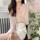 Bell-sleeve Ruffled Lace Cropped Jacket