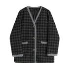 Houndstooth Single-breasted Jacket Houndstooth - Black & Gray - One Size