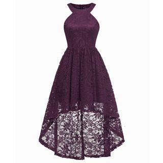 Sleeveless Lace A-line High-low Dress