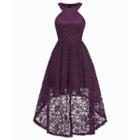 Sleeveless Lace A-line High-low Dress