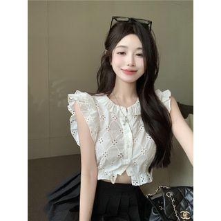 Sleeveless Eyelet Lace Cropped Top