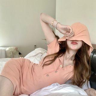 Short Sleeve Hooded Mini Dress