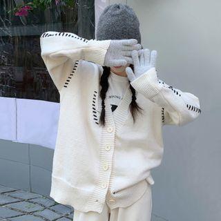 Loosely Threaded Knitted Cardigan White - One Size