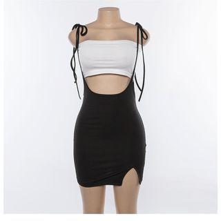 Tie-shoulder Mini Pinafore Dress