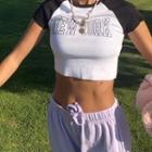 Lettering Print Color Panel Short-sleeve Crop Top