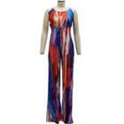 Spaghetti Strap Print Tie-waist Wide Leg Jumpsuit