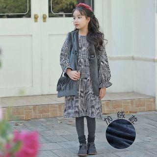 Family Matching Long-sleeve Plaid Fleece-lining Jeans
