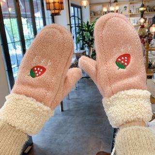 Strawberry Fleece Mittens