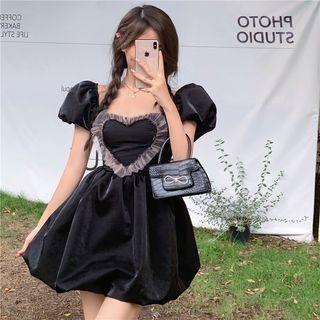 Puff Sleeve Heart A-line Dress