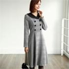 Tall Size Contrast-trim Plaid Dress
