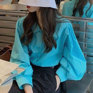 Plain Shirt Shirt - Aqua Blue - One Size